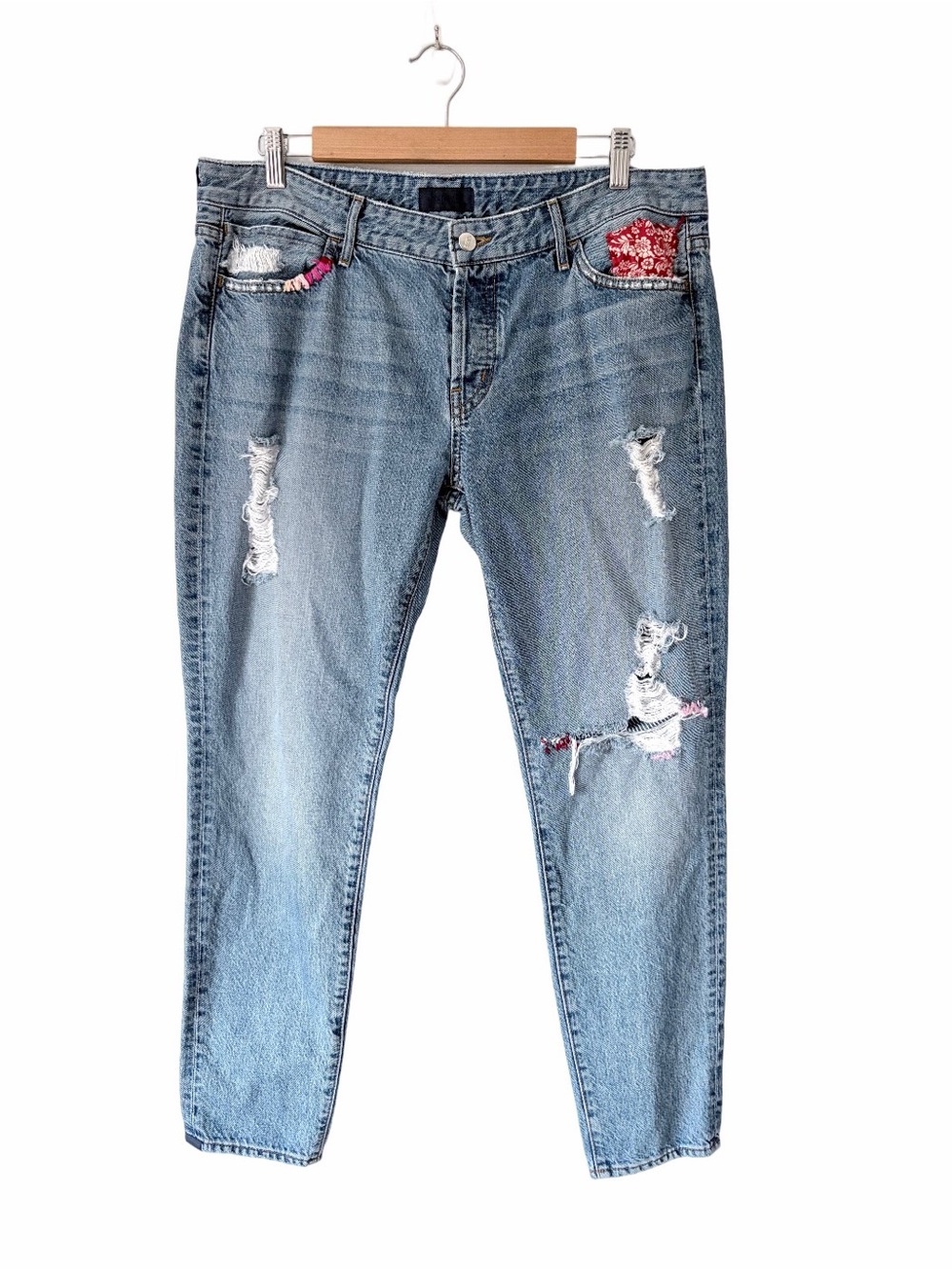 Moral Relaxed Skinny 48 Months Destroyed Patchwork Jeans size 32